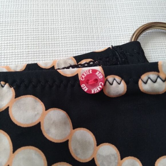 Red Carter Black Chevron Pearls Print Cheeky Bikini Bottoms Women's Size Medium - Picture 8 of 13